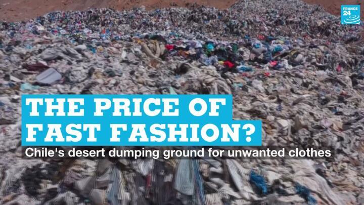 Piles of diicarded clothes in the Atacama Desert near Iquique, northern Chile.